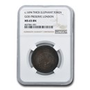 (1694) London Elephant Token 1/2 Penny MS-65 NGC (Thick, BN)