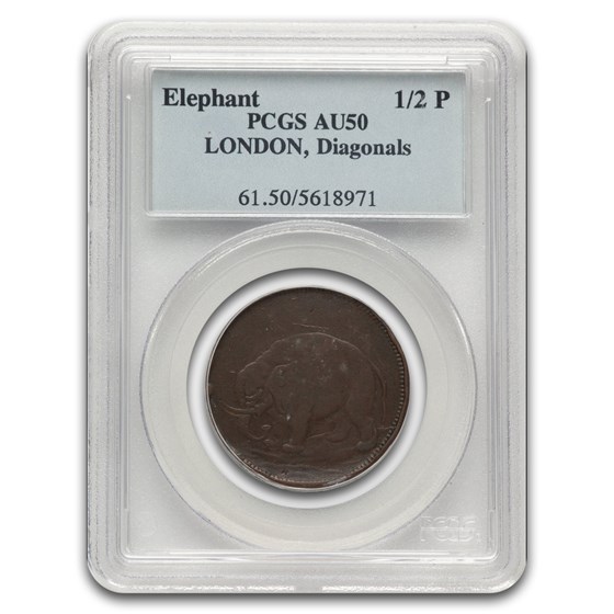 1694 London Elephant Token AU-50 PCGS (Diagonals)