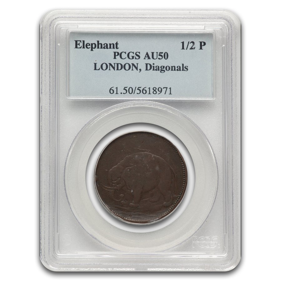 1694 London Elephant Token AU-50 PCGS (Diagonals)