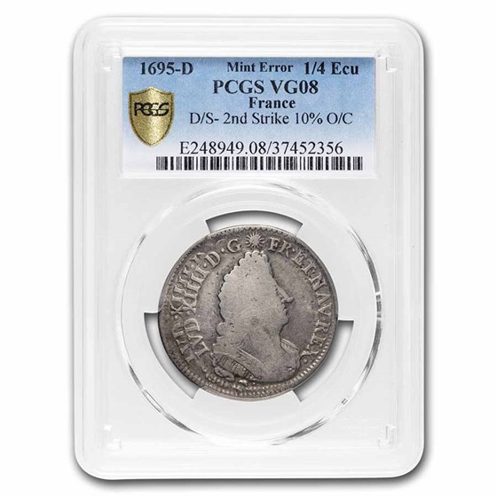 1695-D France Silver 1/4 Ecu Louis XIV VG-8 PCGS (Mint Error) 1695-D France Silver 1/4 Ecu Louis XIV VG-8 PCGS (Mint Error)