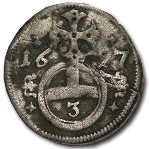 1697 Austria 3 Pfennig Fine+ 1697 Austria 3 Pfennig Fine+