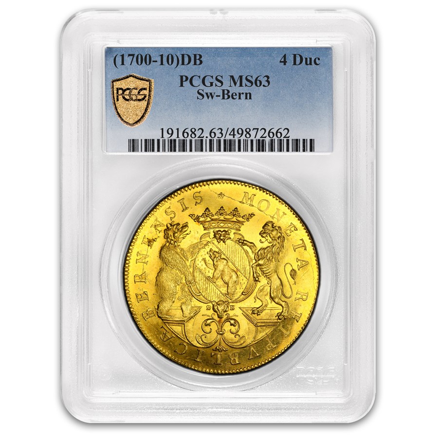 (1700-10) Switzerland Gold 4 Ducats MS-63 PCGS (Bern)