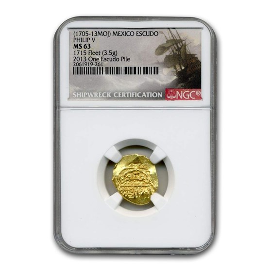 (1705-1713 MOJ) Mexico Gold Escudo Philip V Type MS-63 NGC (1705-1713 MOJ) Mexico Gold Escudo Philip V Type MS-63 NGC