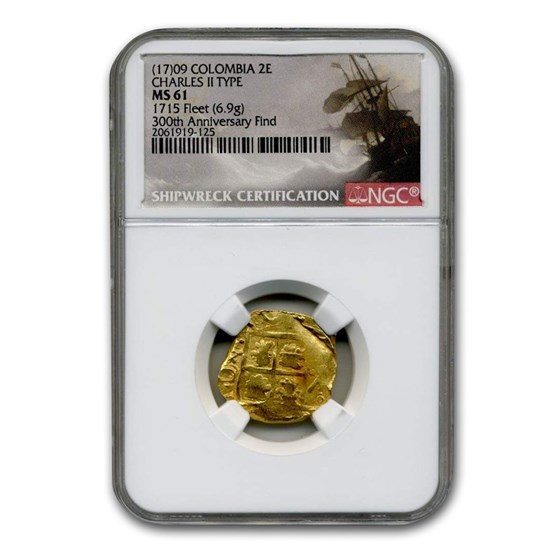 (17)09 Colombia Gold 2 Escudo Charles II Type MS-61 NGC (17)09 Colombia Gold 2 Escudo Charles II Type MS-61 NGC