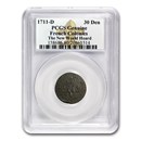 1711-D France Billon 30 Deniers Louis XIV Genuine PCGS