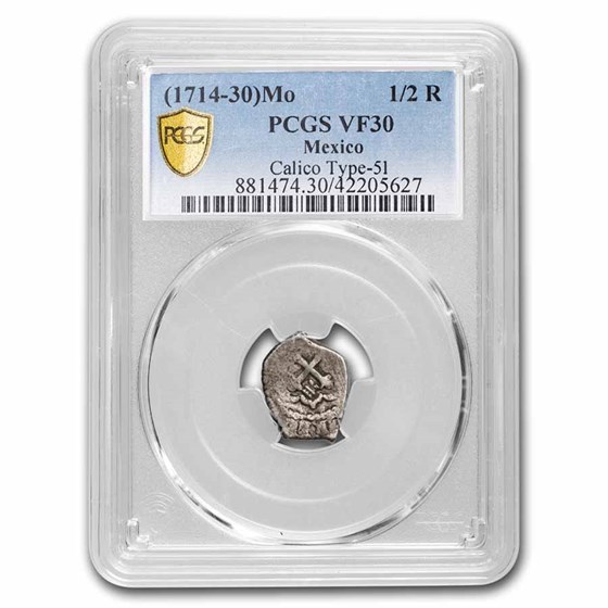 (1714-1730)Mo Mexico Silver 1/2 Real VF-30 PCGS (1714-1730)Mo Mexico Silver 1/2 Real VF-30 PCGS