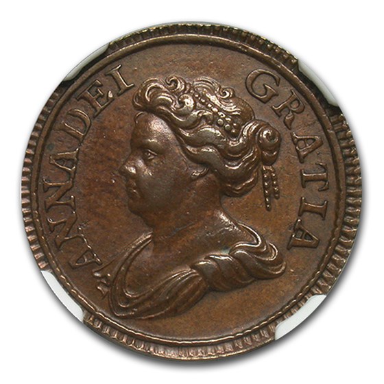1714 Great Britain Copper Farthing Pattern P-741 AU-58 NGC (Brn) 1714 Great Britain Copper Farthing Pattern P-741 AU-58 NGC (Brn)