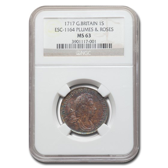 1717 Great Britain Silver Shilling George I MS-63 NGC 1717 Great Britain Silver Shilling George I MS-63 NGC