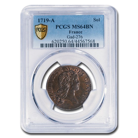 1719 A French Colonies Sol MS-64 PCGS (Gad-276) 1719 A French Colonies Sol MS-64 PCGS (Gad-276)