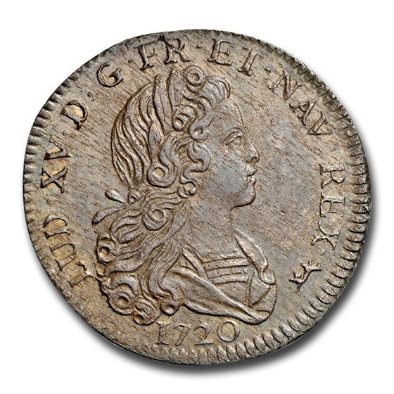 1720-A France Silver 1/3 Ecu Louis XV AU-58 NGC