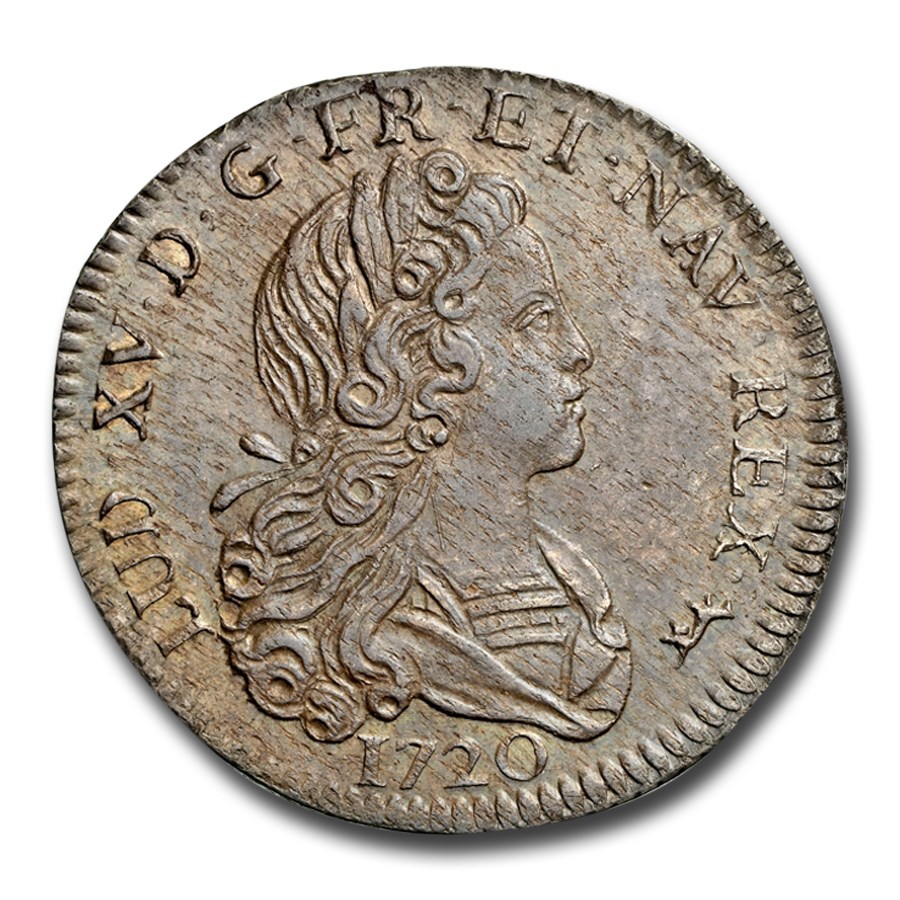 1720-A France Silver 1/3 Ecu Louis XV AU-58 NGC