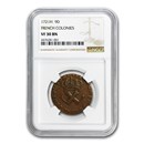 1721-H French Colonies One Sou 9 Deniers VF-30 NGC 1721-H French Colonies One Sou 9 Deniers VF-30 NGC