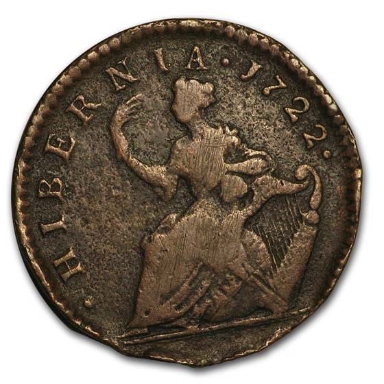 Buy 1722 Wood's Hibernia Half Penny VF APMEX