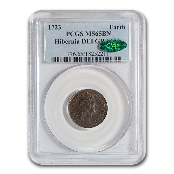 1723 Hibernia Farthing MS-65 PCGS CAC (Brown, DEI GRATIA) 1723 Hibernia Farthing MS-65 PCGS CAC (Brown, DEI GRATIA)