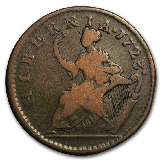 Buy 1723 Wood's Hibernia Halfpenny Fine APMEX