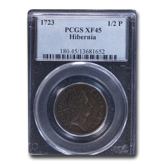 1723 Wood's Hibernia Halfpenny XF-45 PCGS 1723 Wood's Hibernia Halfpenny XF-45 PCGS