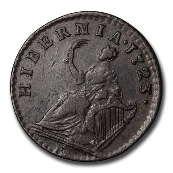 1723 Wood's Hibernia Halfpenny XF 1723 Wood's Hibernia Halfpenny XF