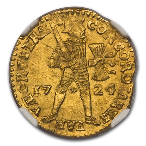 1724 Dutch Republic Gold Ducat MS-63 NGC (Akerendam Shipwreck)