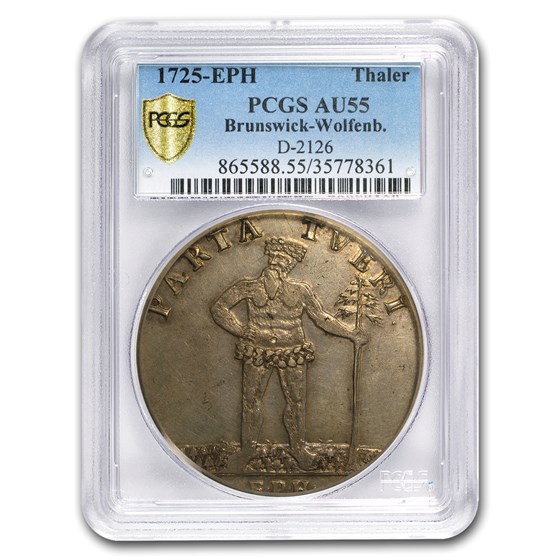 1725 German States Brunswick Silver Thaler Wild Man AU-55 PCGS 1725 German States Brunswick Silver Thaler Wild Man AU-55 PCGS