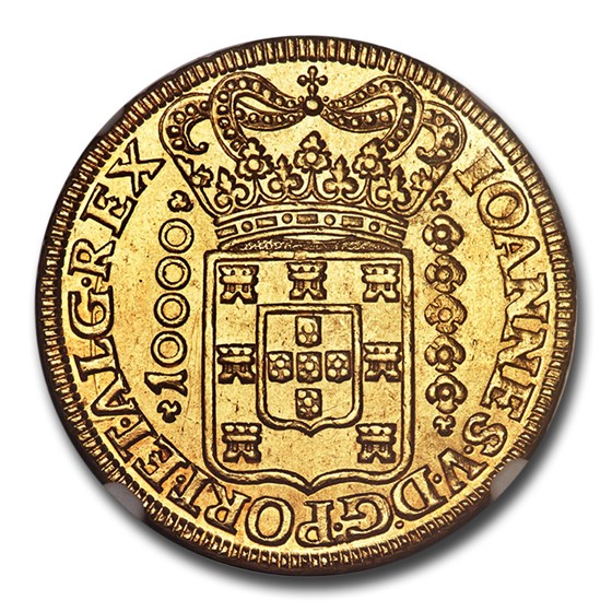 Buy 1725M Brazil Gold 10000 Reis MS62 NGC APMEX