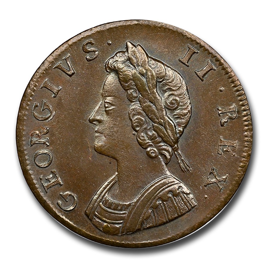 1730 Great Britain Farthing George II MS-64 NGC (Brown)