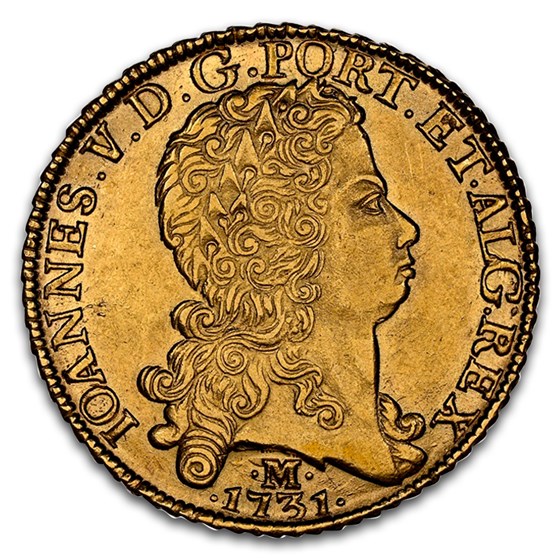 1731-M Brazil Gold 12800 Reis Joao V MS-62 NGC