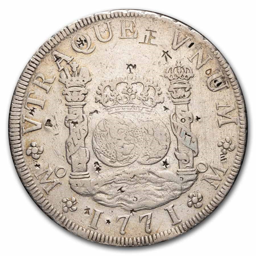 1732-1771 Mexico Silver 8 Reales "Pillar Dollar" Chopmarked