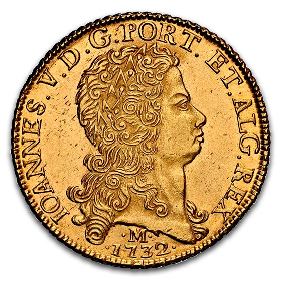 1732-M Brazil Gold 12800 Reis Joao V MS-63 NGC
