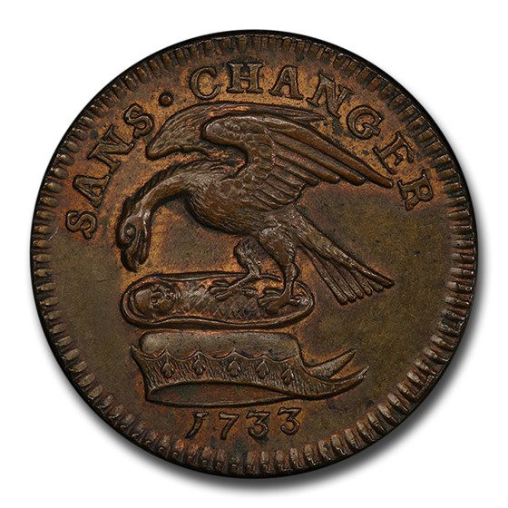 1733 Isle of Man 1/2 Penny MS-64 PCGS (Brown) 1733 Isle of Man 1/2 Penny MS-64 PCGS (Brown)