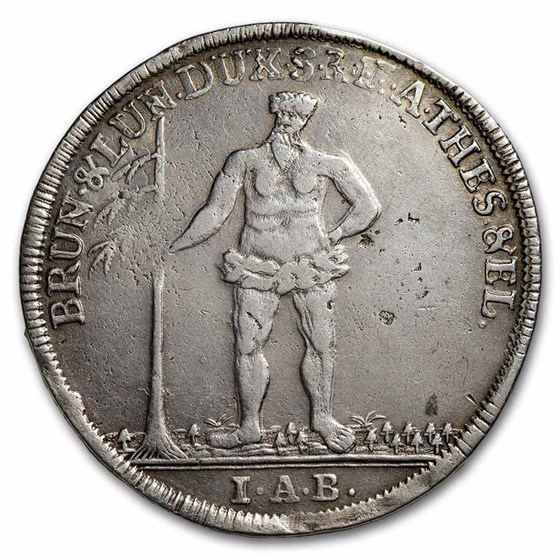 1738 German States Brunswick Silver Wild Man Thaler XF 1738 German States Brunswick Silver Wild Man Thaler XF