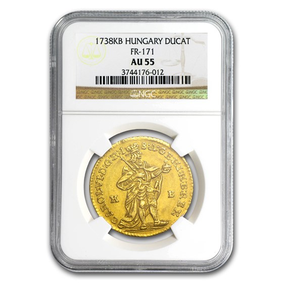 1738 Hungary Gold Ducat Charles VI AU-55 NGC 1738 Hungary Gold Ducat Charles VI AU-55 NGC