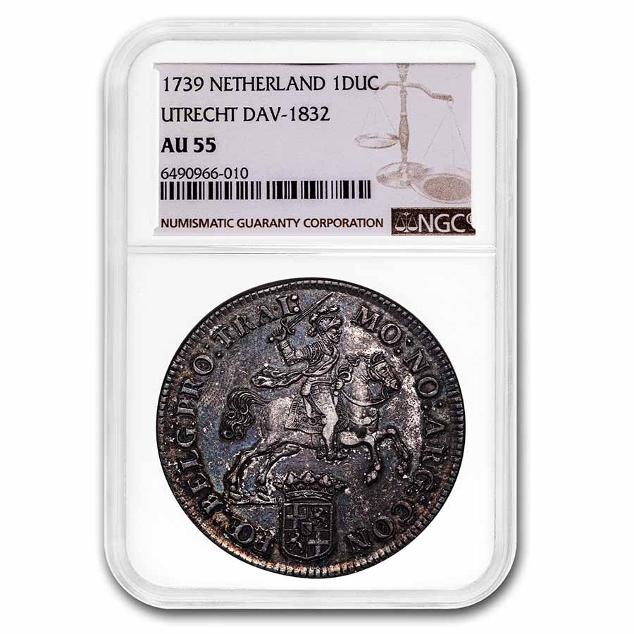 1739 Netherlands Utrecht Silver 1 Ducaton AU-55 NGC