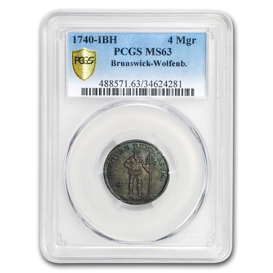 1740 German States Brunswick-Woldenb. Silver 4 Mgr MS-63 PCGS 1740 German States Brunswick-Woldenb. Silver 4 Mgr MS-63 PCGS