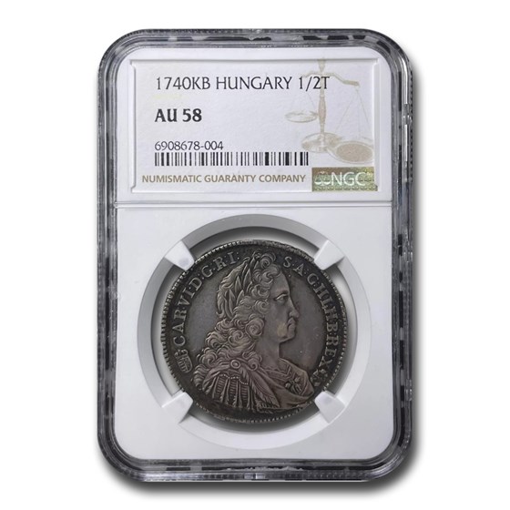 1740-KB Hungary Silver 1/2 Thaler AU-58 NGC 1740-KB Hungary Silver 1/2 Thaler AU-58 NGC