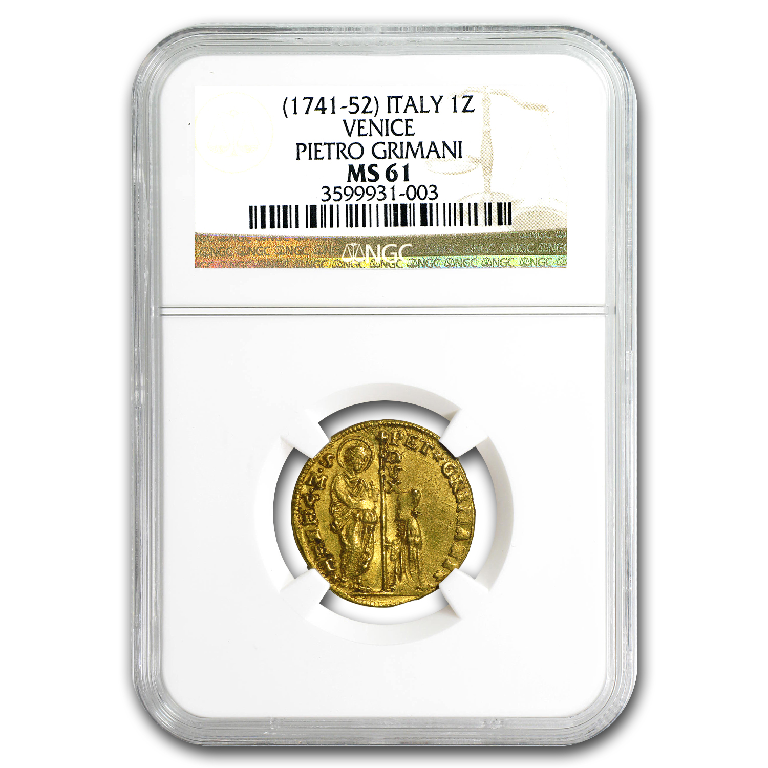 Buy 1741-1752 Venice Gold Zecchino Ducat Pietro Grimani MS-61 NGC