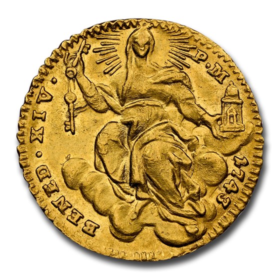 1743 Italy Papal States Gold Mezzo MS-62 NGC 1743 Italy Papal States Gold Mezzo MS-62 NGC