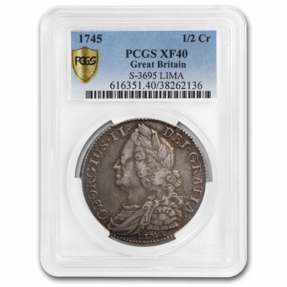 1745-LIMA Great Britain Silver Halfcrown George II XF-40 PCGS 1745-LIMA Great Britain Silver Halfcrown George II XF-40 PCGS