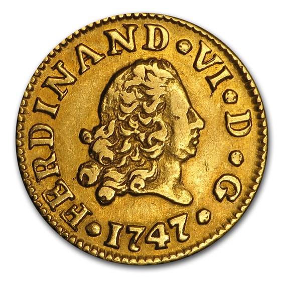 1747-M Spain Gold 1/2 Escudo Ferdinand VI XF 1747-M Spain Gold 1/2 Escudo Ferdinand VI XF