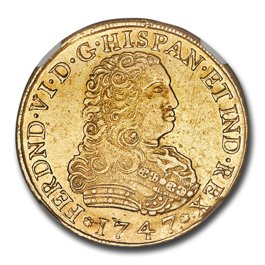 Buy 1747-Mo MF Mexico Gold 8 Escudos Ferdinand VI AU-53 NGC | APMEX