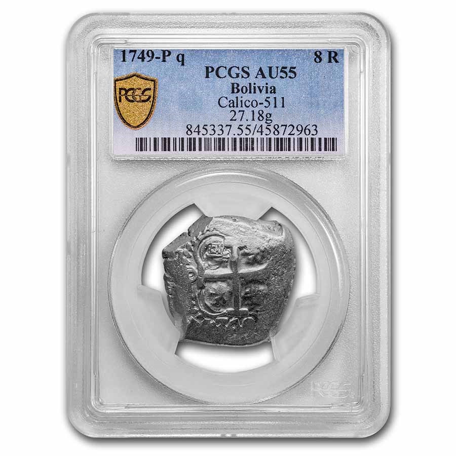 1749-P Bolivia Silver 8 Reales Cob AU-55 PCGS