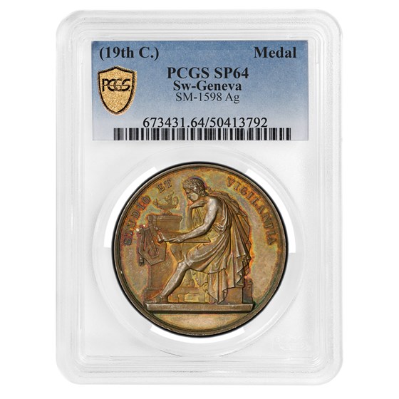 1749 Switzerland Silver Literature School Medal MS-64 PCGS 1749 Switzerland Silver Literature School Medal MS-64 PCGS
