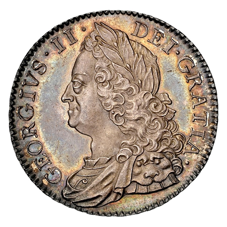 1750 Great Britain Silver 1/2 Crown George II MS-65 NGC
