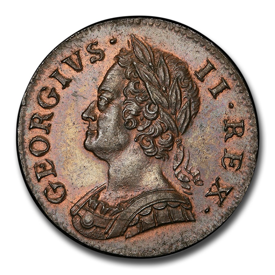 1752 Great Britain Half Penny George II MS-64 PCGS (Brown)