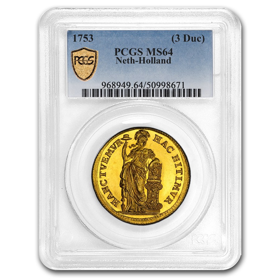 1753 Netherlands Gold 10 Stuivers MS-64 PCGS
