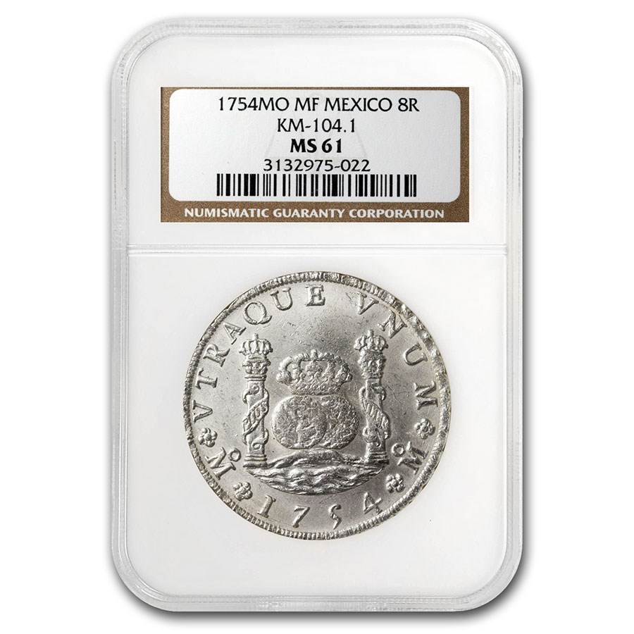 1754 Mo-MF Mexico Silver 8 Reales MS-61 NGC