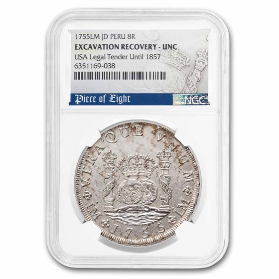 1755-LM JD Peru Silver 8 Reales "Pillar Dollar" Unc NGC
