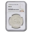 1755-LM Peru Silver 8 Reales MS-60 NGC