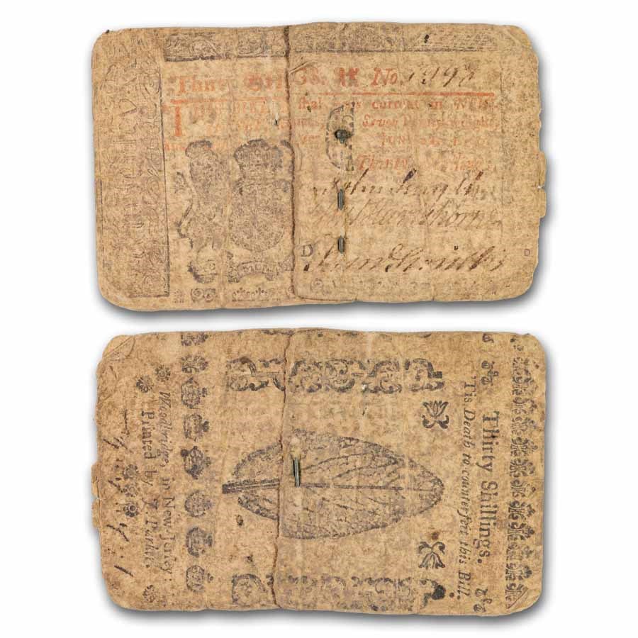 1756 30 Shillings New Jersey 6/22/1756 VG Dtls(Fr#NJ-98) Nail