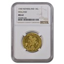 1760 Netherlands Holland Gold 14 Gulden MS-62 NGC