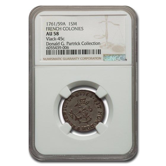 1761/59-A French Colonies Sou Marque AU-58 NGC (Vlack 45c) 1761/59-A French Colonies Sou Marque AU-58 NGC (Vlack 45c)
